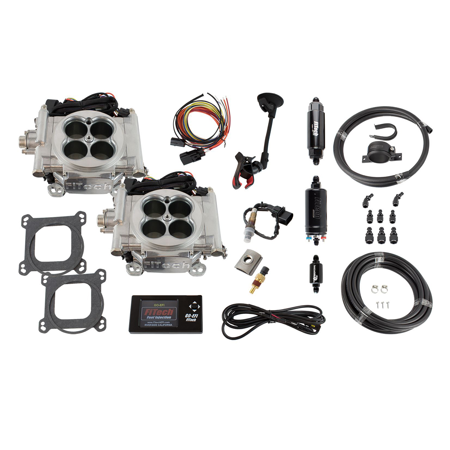 FiTech Go EFI 2x4 625HP System Master Kit W Inline Fuel Pump Bright